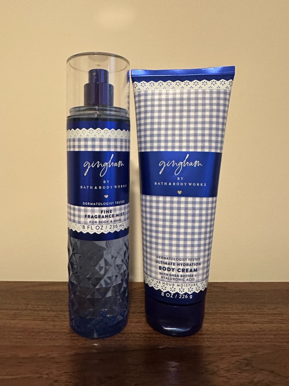 Bath & Body Works Gingham Blue Fragrance Mist & Body Cream Set